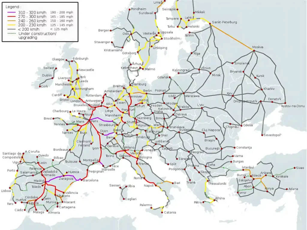 newly built high speed rail in europe