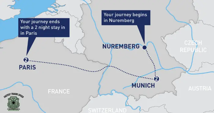 munich to paris rail route